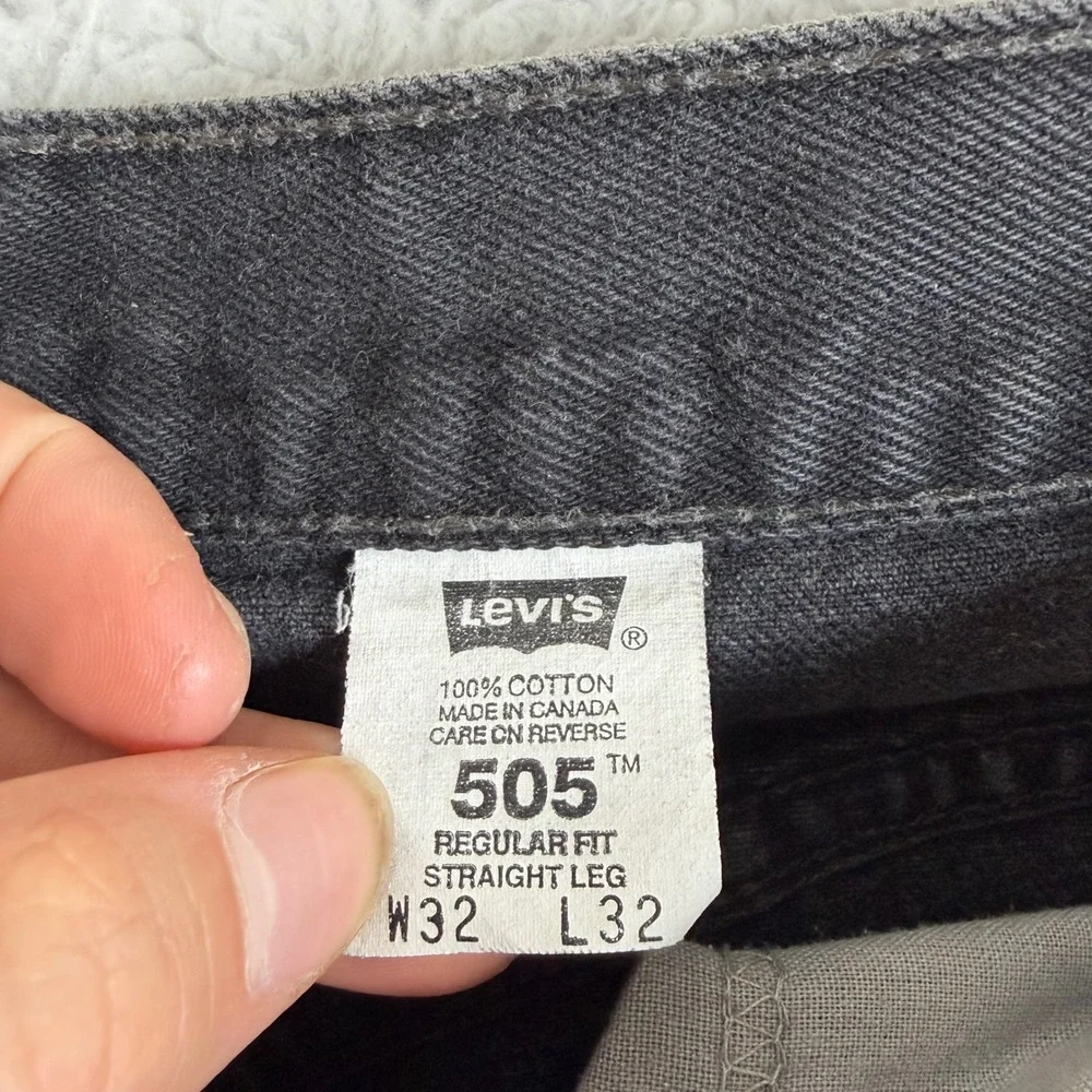 Vintage Levis 505 Mens 32x32 (30x32) Faded Black Straight Leg Jeans 1999